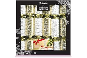 DIAMOND CHRISTMAS CRACKERS Pack12 x 12" Cream & Gold Christmas Cracker with premium contents + 18pcs of 'Find the Pair' cards game