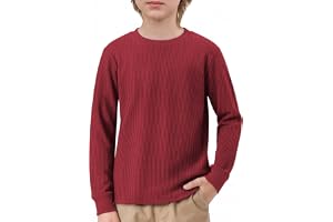 Arshiner Pojkar långärmad tröja våffelstruktur rund hals T-shirt