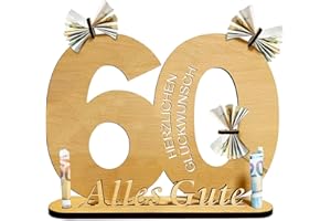 Emwel Geldgeschenke Geburtstag 60, 60. Geburtstag Geldgeschenk Holz, Geschenke zum Geburtstag oder Jubiläum, Holz Geschenke Freunde/Familie, Kreatives Geldgeschenke zum Jubiläum