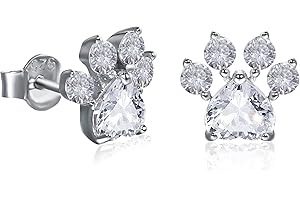 Meow star Patte de Chat Boucles Oreilles en Argent 925 Boucles Oreilles Mignon Patte Chien Bijoux Cadeaux Idéal Noël pour Propriétaires Animaux