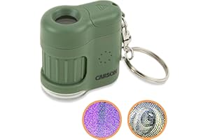 Carson MM-280G MicroMini LED Lighted 20x Pocket Microscope with Built-In UV Light and LED Flashlight - Green