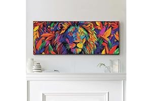 VAIIEYO Lion Peinture Numero Adulte, Grand XXL Kit Peinture Numero Adulte Animal, Avec Pinceau and Peinture Acrylique, Activité détente et créative, Cadeau Décoration Murale(30 * 80cm Pas de cadre)
