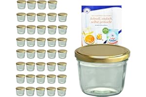 MamboCat 40er Set Sturzgläser 230 ml mit goldenem Deckel to 82 inkl. Diamant Gelierzauber Rezeptheft Marmeladengläser Einmachgläser Einweckgläser
