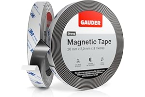 GAUDER Magnetic Tape Self Adhesive | Magnet Strips with Adhesive Backing | Sticky Back Magnet Roll (3 m)