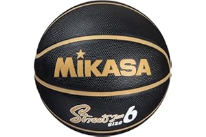 Mikasa Ballon de basket-ball BB602B-BKGL-EC - Taille 6 - Caoutchouc - Noir/doré - Pression interne recommandée : 3,5 - 4,6 psi (0,22 - 0,32 kgf/cm²)
