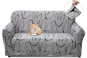 Jaotto Sofa Covers 2 Seater Stretch Sofa Slipcovers Universal Couch Cover 1-Piece Washable Non-Slip Pattern Spandex Polyester Loveseat Sofa Slipcover Protector for Pets,Gray Style
