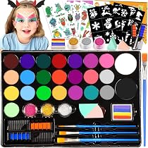 Set De Pintura Facial Para Niños – 20 Colores Hipoalergénicos, 40 Plantillas, 3 Brillantinas, Pinceles Y Accesorios, Perfecto Para Halloween, Carnaval Y Fiestas