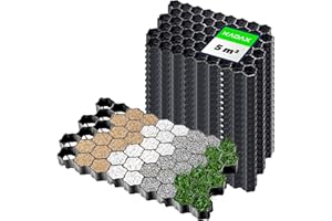 KADAX Paddockplatten aus Kunststoff, 60x40cm, 5 m², 2 Farben, Belastbarkeit bis zu 1000 t, Rasengitter mit Antirutschnoppen, Rasenwaben, Rasengitterplatten (Schwarz, Rechteckig, 20 Stück)