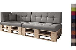 sunnypillow Palettenkissen Kaltschaum Palettenauflage Palettenpolster Palettensofa Sitzkissen Rückenlehne gesteppt 6er Set Silver