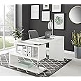 Furniturebox UK White Computer Desk - Siena White High Gloss Modern Rotating Computer Desk 120cm x 50cm