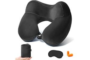 Anmerl Reisekissen Aufblasbar Weichen Samt Tragbare Nackenkissen mit Aufbewahrungstasche für Flugzeug Zug Auto Büro
