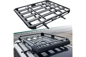 YISSALE Panier Toit galerie Toit Voiture en Aluminium Grand Toit galerie Toit Noir Porte-Bagages Universel Panier à Bagages jusqu'à 68 kg 127x 97cm Porte-Bagage
