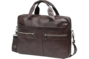 BTDAO Porte-documents en cuir de 15" pour ordinateur portable, sac à bandoulière pour travail, voyage, cadeau de Noël pour homme, père, mari (CFZ-marron), marron, 15 inch Laptop Bag