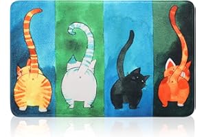 JJUUYOU Fussmatte Aussen mit Katzen 50 x 80 cm, rutschfest Funny Waschbar Eingangsteppich, Fußmatte Katze Innen für außen saugstarke Personalisierte