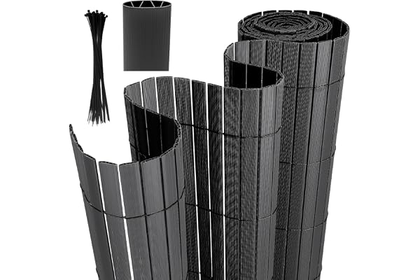 Joparri Canisse en PVC, Brise Vue en PVC 160 x 400 cm, Anthracite, avec Serre-câbles, Revêtement de Balcon, Brise-Vue, Clôture de Jardin, Protection Contre Le Vent, Résistant aux UV