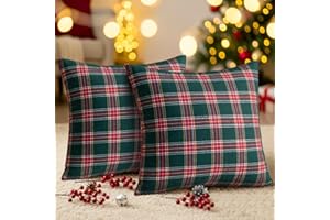PLODAXE Kissenbezug Weihnachten 45x45cm, 2er Set Kariert Weihnachtskissenbezüge, Dekorative Weihnachten Kissenhüllen Plaid, für Sofa Schlafzimmer Wohnzimmer Auto Xmas Deko (Rot und Grün)