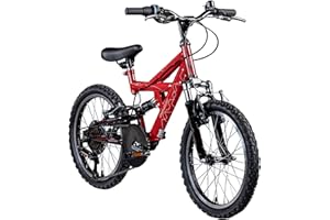 Galano FS180 Kinder Fahrrad ab 6 Jahre Mountainbike Fully ab 120 cm für Mädchen und Jungen, 20 Zoll, 6 Gang Schaltung, MTB Unisex Kinderrad mit V Brakes