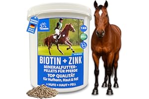 EMMA Biotina Cavallo + Zinco Cavallo ad alto dosaggio 1Kg - Alimento minerale Cavalli con problemi agli zoccoli con Biotina e Zinco I Cura degli zoccoli con Metionina Zinco Biotina per gli zoccoli