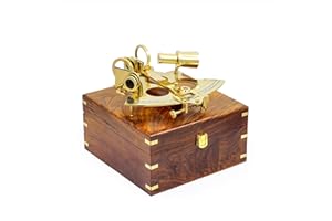 NAGINA INTERNATIONAL Large Brass Sextant W/Wooden Box - 10" - Nautical Navigation Collection