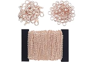 Coolty 39 Piedi / 13 Iarde Collana a catena placcata con 30 moschettoni e 100 anelli di salto per collane, gioielli, accessori fai da te (Oro rosa)