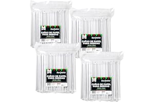 DON PALILLO - 1000 Pajitas de papel. Envueltas individualmente. Papel Kraft. Biodegradables. 200 x 6mm