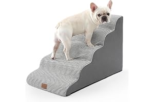 COZY KISS Breite Hundetreppe, kleine Haustiertreppe mit auslaufsicherer Abdeckung (Schwarz und Weiß, 83x50x57cm, 5.0)