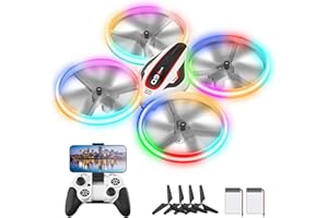 LEAPRCSTORE Drohne mit Kamera HD für Kinder, Mini Drone mit Bunte LED Lichter, RC Quadrocopter mit Kopflos Modus, Flugbahn, Spielzeug Geschenke für Jungen Mädchen Anfänger