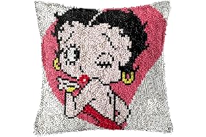 LEE MY Latch Hook Complete Cushion Cover Kit Cushion Latch Hooking Rug Kits Cushion Embroidery Making Crafts DIY for Kids/Adults with Preprinted Pattern,Fashion Girl