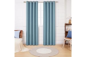 ‎DECONOVO Deconovo 100% Blickdichte Vorhänge Verdunkelungsgardinen Leinenimitation Total Verdunkelung Thermovorhang Wohnzimmer Ösenvorhang 229x132 Grün 2er Set