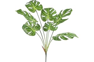 Famibay Hoja de Palmera Tropical Planta Artificial 70cm/27.5inch Monstera Deliciosa Ramas Artificial Verde Arbusto Filodendro Plantas Artificiales para Macetas Interior Exterior Hogar Oficina Sala