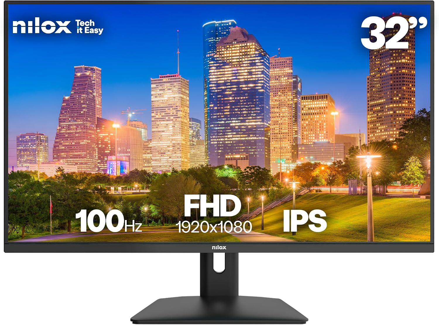 Nilox NXM32FHD1001 Monitor Gaming 32'' Full HD IPS, Frecuencia 100 Hz, Tiempo de Respuesta 4 ms, Conexiones HDMI/VGA, VESA 75×75 mm
