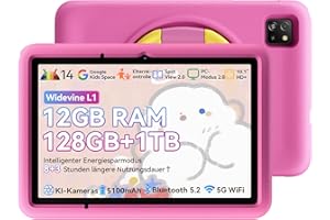 Blackview TabA6Kids Tablet Android 14, 12 GB de RAM + 128 GB de ROM (1 TB TF), Tableta de 10 Pulgadas, WiFi 6, Widevine L1, 5100 mAh, Modo de Pantalla Dividida, Controles parentales, 5 MP + 8 MP