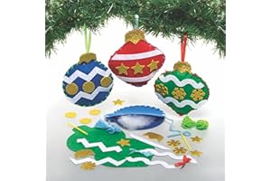 Baker Ross FC151 Kit da Cucito Pallina di Natale - Confezione da 3, Set da Cucito per Bambini, Attività Creative per Bambini, Progetto Ideale di Arti e Mestieri