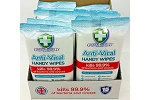 GSP Green Shield Anti-Viral Handy Pocket Wipes 15pk X12 = 180 Wipes