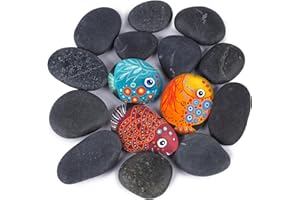 HAKACC 15 Stück Flache Steine zum Bemalen, Glatte Große Kieselsteine Dekosteine Naturstein Natürlicher Flussstein 4–7cm für Bunte Malerei & Dekoration Blumentöpfen und Aquarien