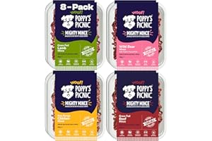 POPPY'S PICNIC Poppy’s Picnic - MIGHTY MINCE Variety Pack – 8 Pack Frozen Dog Food – High Protein Fresh Food – Frozen Raw – Beef, Chicken, Lamb & Wild Boar Mince for Dogs – Cookable Food – 8 x 450g