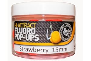 BAIT MASTERS Fluro Pop-Ups Strawberry 15mm 40g Fishing Bait