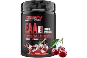 ‎GEN GERMAN ELITE NUTRITION EAA Pulver 532 g (38 Portionen) - Alle 9 essentiellen Aminosäuren inkl. Histidin & BCAA - Human Code Formel - Sehr gut löslich - Erfrischender Amino Drink (Cherry)