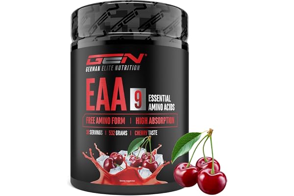 Poudre d’EAA 532 g (38 portions) - Les 9 acides aminés essentiels incl. histidine & BCAA - Formule Human Code - Très bonne solubilité - Boisson d’acides aminés rafraîchissante (Cherry)