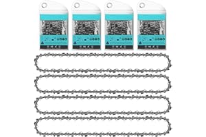 HOIIME 4 Pack Chainsaw Chain for 12 Inch (30cm) Bar, Low Kickback Saw Chain 3/8" LP Pitch .043" Gauge 45 Drive Links, Replacement Chain fits for Ryobi OCS1830, De-Walt DCM565N, Bos, Husqvana