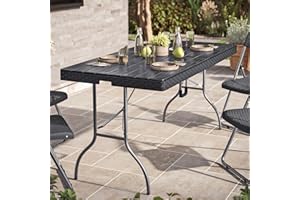 URBN GARDEN 5ft Black Rattan Design Folding Table Outdoor Portable Carry Handle Garden Patio