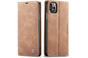 Ququcheng123 Lederhülle kompatibel mit iPhone 11 Pro Max(6.7) Hülle,Flip Case Schutzhülle Klapphülle Handyhülle mit Standfunktion-Braun