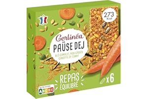 Gerlinéa - Paüse Dej - Barre au Blé Complet, Pois Cassés, Carotte et Curry - Barre Repas Riche en Protéines - 6 Barres - 240 g