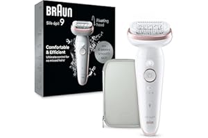 Braun Silk-épil 9 9-000 Depilator z ruchomą głowicą ułatwiającą usuwanie włosów, depilacja na mokro i sucho, gładka skóra przez długi czas, Biały/Flamingo