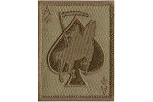 2AFTER1 Tan Coyote Ace of Spades Grim Reaper Death Card Morale Tactical Skull Skeleton Touch Fastener Patch