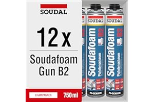 12x Soudal Soudafoam Gun B2 Pistolenschaum PU Schaum Montageschaum Füll- & Dämmschaum 750 ml