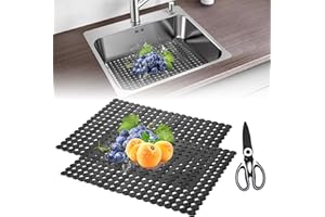 HENGBIRD 2 unidades de alfombrillas para fregadero de cocina de acero inoxidable/cerámica, protectores ecológicos de PVC, alfombrilla decorativa para el suelo del fregadero de la cocina, drenaje rápido de