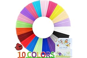 YhuiCxir 3D Pen PLA Filament, 10 Colors 3D Printing Refills 1.75mm with 3D Printing Drawing Book & 2 Finger Caps, Total 164 Feet, Compatible with SCRIB3D MYNT3D 3D Pen, Not Suitable for 3Doodler