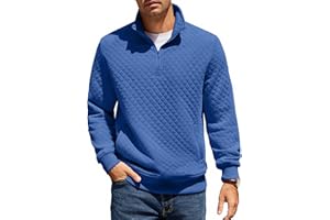 COOFANDY Men's Zip Neck Sweatshirt Winter Long Sleeve T-shirt Stand Collar Sweatshirt Regular Fit 1/4 Zip Pullover Jumper Warm Sweater with Pocket