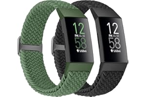 Bcuckood Braided Watch Straps Compatible with Fitbit Charge 4/3, Adjustable Stretchy Nylon Solo Loop Woven Replacement Wristbands for Women/Men